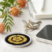 Oda Mon Japanse samurai clan faux gold zwart op zw Sleutelhanger (Zijkant)