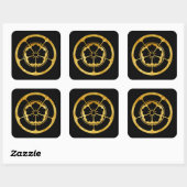 Oda Mon Japanse samurai clan faux gold zwart op zw Vierkante Sticker (Vel)