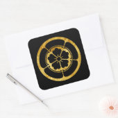 Oda Mon Japanse samurai clan faux gold zwart op zw Vierkante Sticker (Envelop)