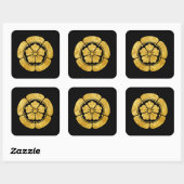 Oda Mon Japanse samurai clan faux gold zwart op zw Vierkante Sticker (Vel)