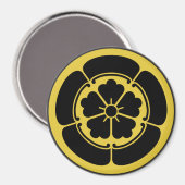 Oda Mon Japanse samurai clan geel op zwart Magneet (Voorkant / Achterkant)