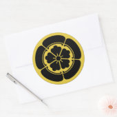 Oda Mon Japanse samurai clan geel op zwart Ronde Sticker (Envelop)