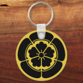 Oda Mon Japanse samurai clan geel op zwart Sleutelhanger (Voorkant)