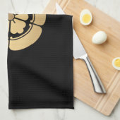 Oda Mon samurai clan geborsteld Faux goud op zwart Theedoek (Quarter Fold)