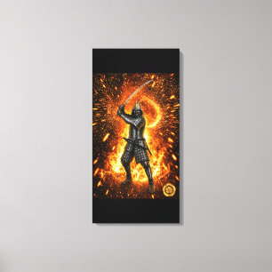 Oda Nobunaga Samurai-pantser Vuur 16x32 Canvas Afdruk