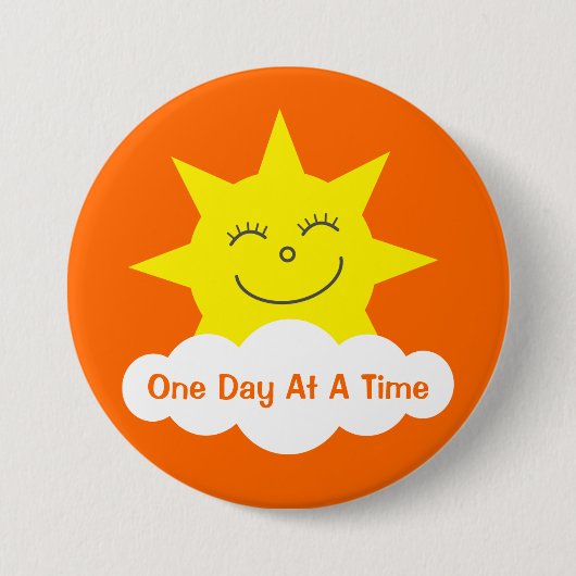 ODAAT Happy Cartoon Sun  Sinaasappel Ronde Button 7,6 Cm (Voorkant)