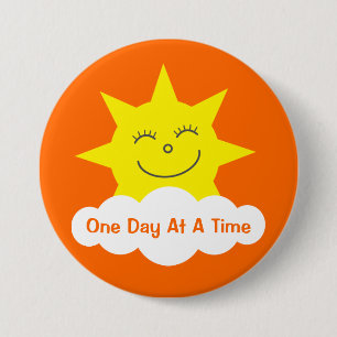 ODAAT Happy Cartoon Sun  Sinaasappel Ronde Button 7,6 Cm