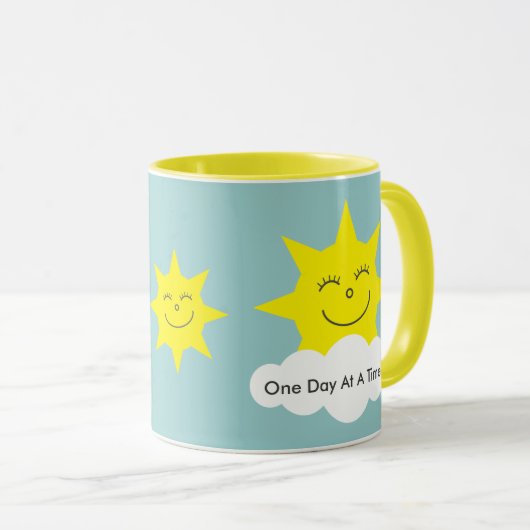 ODAAT Happy sunyellow ringer mok (Voorkant rechts)