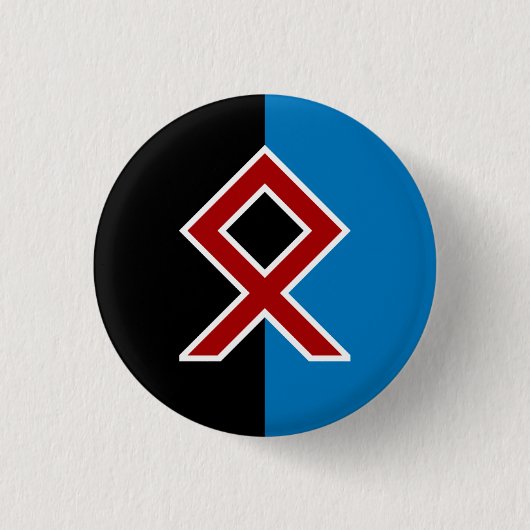 Odal Rune Badge - Life, Spirit, Soil & Zee Ronde Button 3,2 Cm (Voorkant)