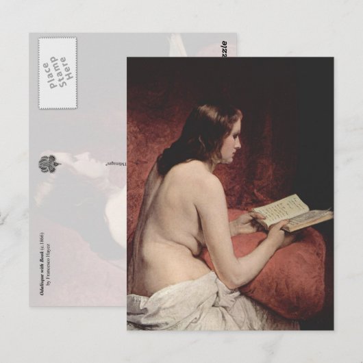 Odalisque met boek briefkaart (Voorkant / Achterkant)