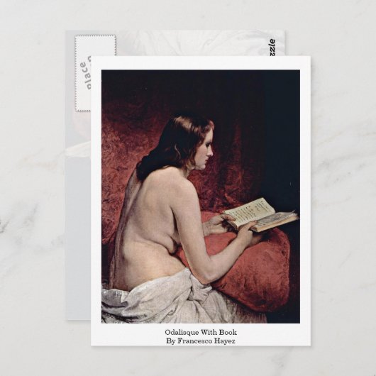 Odalisque met boek van Francesco Hayez Briefkaart (Voorkant / Achterkant)