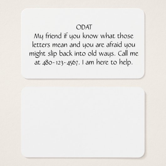 ODAT VISITEKAARTJE (Voorkant /achterkant)