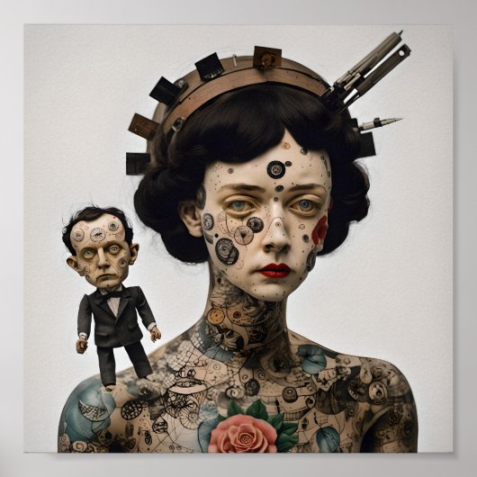 Odd Doll Surrealist AI afbeelding 005 P Poster (Voorkant)