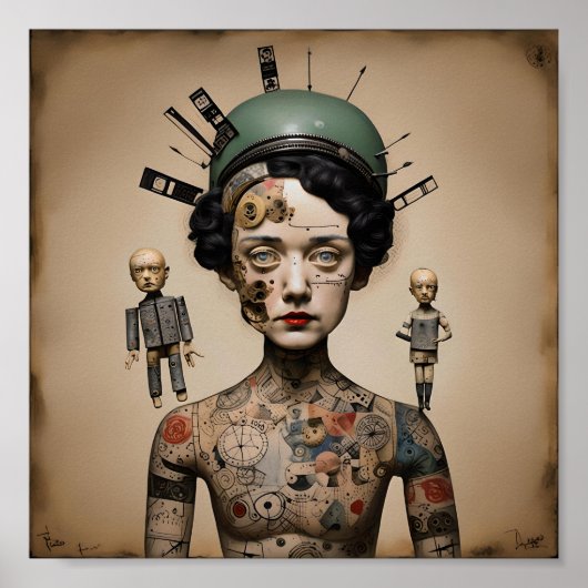 Odd Doll Surrealist AI afbeelding 007 P Poster (Voorkant)