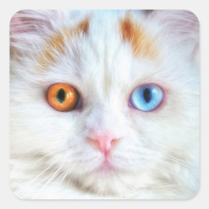 Odd-Eyed White Persian Cat Vierkante Sticker