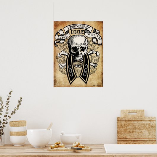 Odd Fellows Skull en Collar Poster (Keuken)
