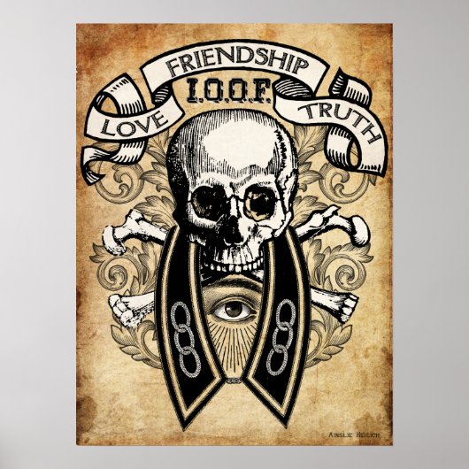 Odd Fellows Skull en Collar Poster (Voorkant)