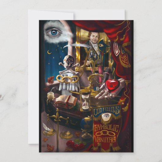 Odd Fellows Symbolische Vanitas Bedankkaart (Voorkant)