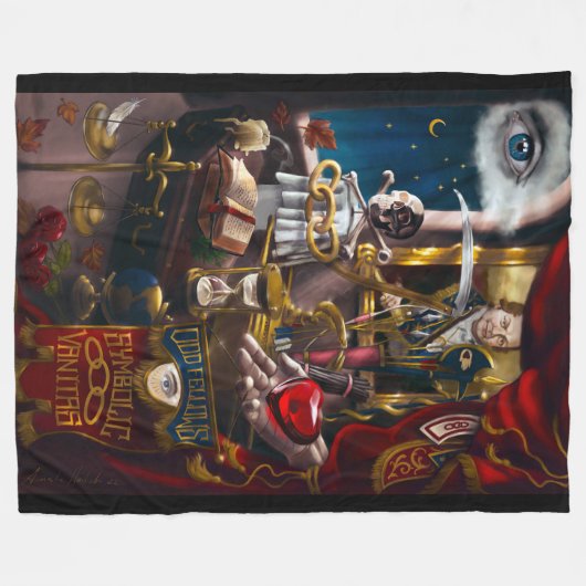 Odd Fellows Symbolische Vanitas Fleece Deken (Voorkant (Horizontaal))