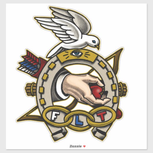 Odd Fellows Tattoo Style Hoefijzer Trivet Sticker (Vel)
