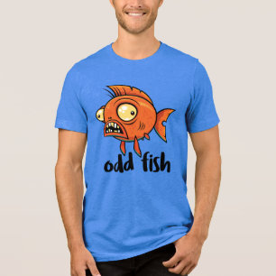 Odd Fish Quirky Funny Oranje Goudvis Cartoon Tri-Blend Shirt