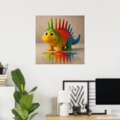 Odd Friends beroemd gemaakt door Rainbow Dino Post Poster (Thuiskantoor)