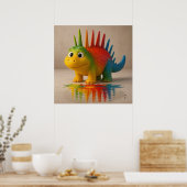 Odd Friends beroemd gemaakt door Rainbow Dino Post Poster (Keuken)