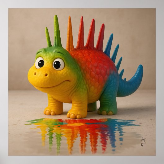 Odd Friends beroemd gemaakt door Rainbow Dino Post Poster (Voorkant)