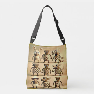 Odd Friends – Checker & Dots Creature Family Tote  Crossbody Tas