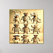 Odd Friends – Checker & Stippen Creature Family Po Canvas Afdruk (Voorkant)