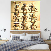 Odd Friends – Checker & Stippen Creature Family Po Canvas Afdruk (Insitu (Slaapkamer))
