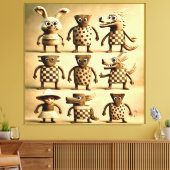 Odd Friends – Checker & Stippen Creature Family Po Canvas Afdruk (Insitu (Woonkamer))
