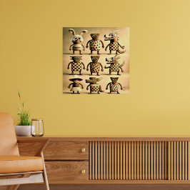 Odd Friends - Checker & Stippen Creature Family Poster