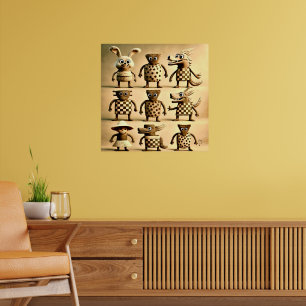 Odd Friends - Checker & Stippen Creature Family Poster