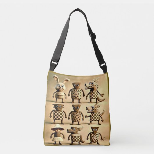 Odd Friends - Checker & Stippen Creature Family Ta Crossbody Tas (Voorkant)