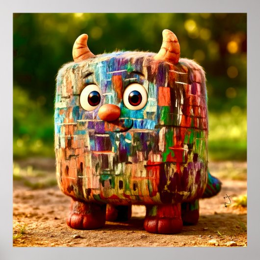 Odd Friends - Patchwork Cube Monster Poster (Voorkant)