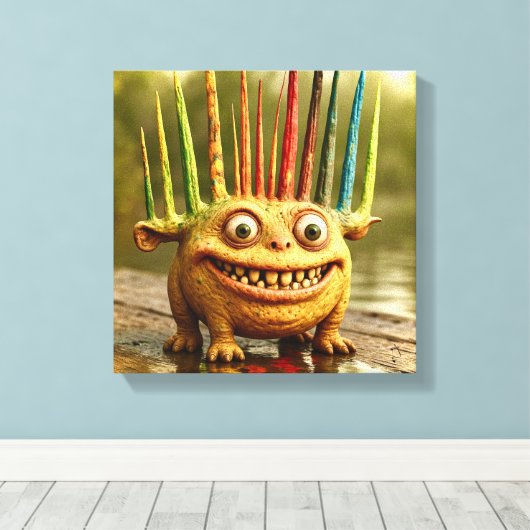 Odd Friends – Rainbow Spikes Monster Canvas Afdruk (Insitu (Houten vloer))
