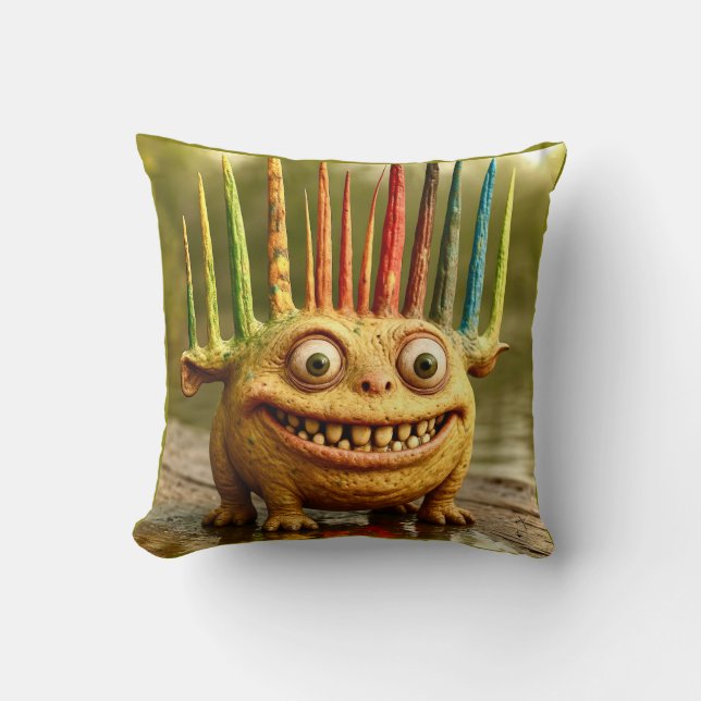 Odd Friends - Rainbow Spikes Monster Poster Kussen (Voorkant)