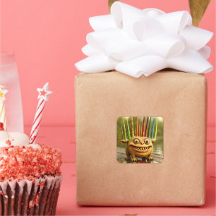 Odd Friends - Rainbow Spikes Monster Poster Vierkante Sticker