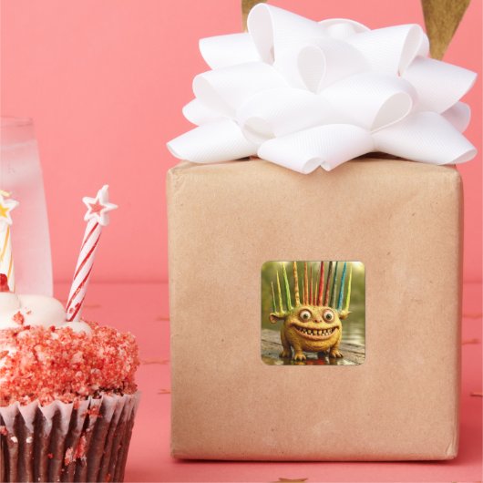 Odd Friends - Rainbow Spikes Monster Poster Vierkante Sticker (Feest)