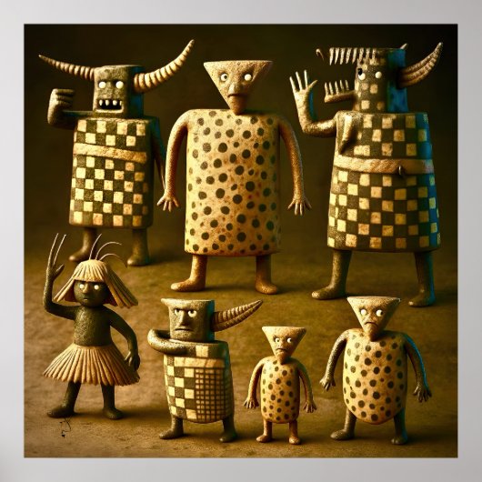 Odd Friends - Tribal Checker & Stippen Poster (Voorkant)