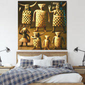 Odd Friends - Tribal Checker & Stippen Poster Canvas Afdruk (Insitu (Slaapkamer))