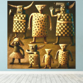 Odd Friends - Tribal Checker & Stippen Poster Canvas Afdruk (Insitu (Houten vloer))