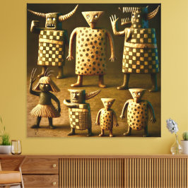 Odd Friends - Tribal Checker & Stippen Poster Canvas Afdruk