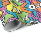 Odd glimlachende ritters in een wit patroonontwerp cadeaupapier (Rol Hoek)