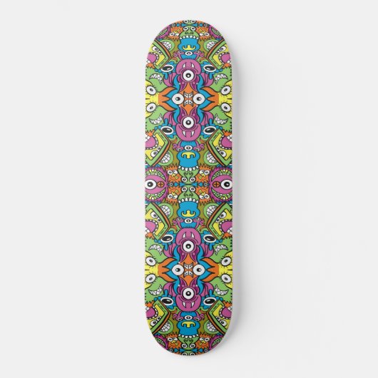 Odd glimlachende ritters in een wit patroonontwerp persoonlijk skateboard (Voorkant)