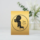 Odd Gold Ram Geit Chinees Jaar Zodiac Briefkaart (Staand voorkant)