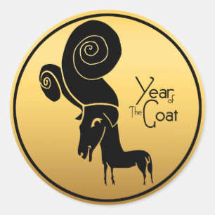 Odd Gold Ram Geit Chinees Jaar Zodiac Ronde Stok Sticker