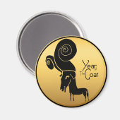 Odd Gold Ram Goat Chinees jaar Zodiaa Round Magnet (Voorkant / Achterkant)