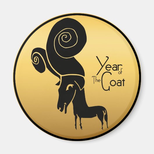 Odd Gold Ram Goat Chinees jaar Zodiaa Round Magnet (Voorkant)